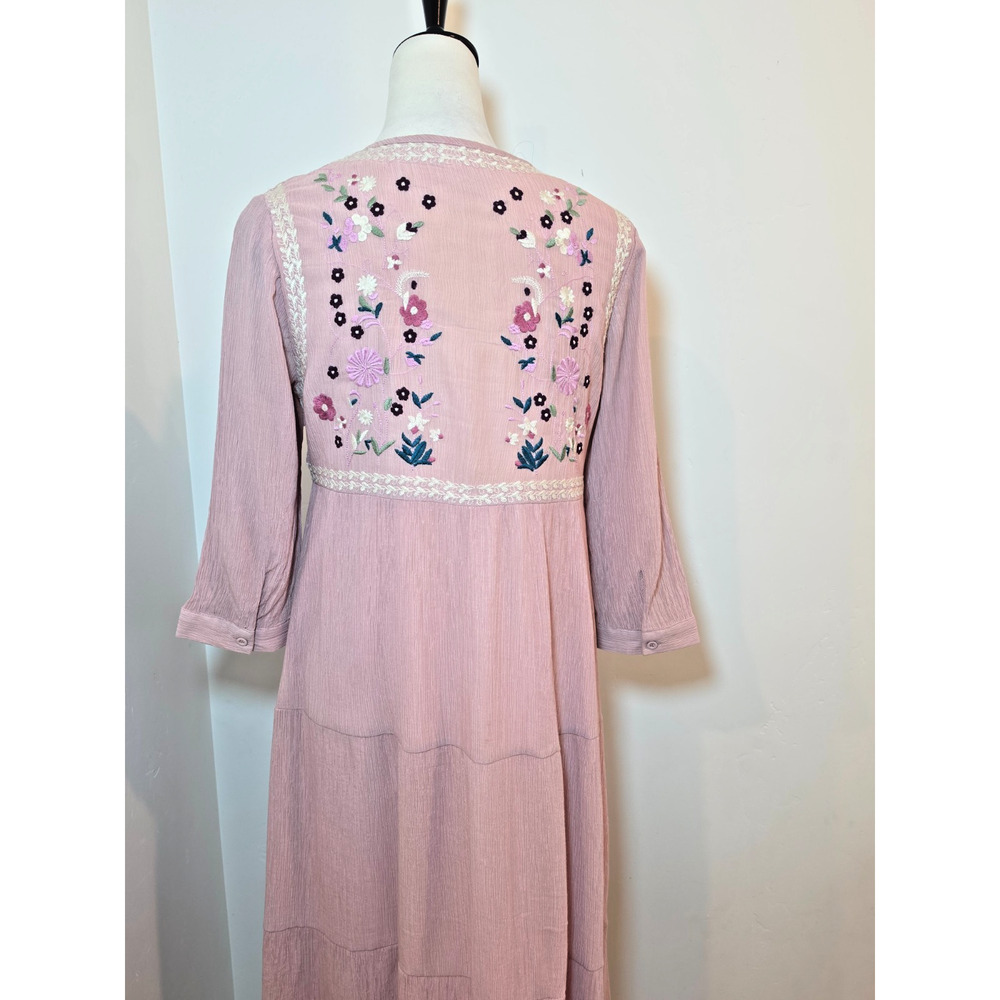 Orange Creek Embroidered Maxi Dress Small Pink Boho - Picture 5 of 8